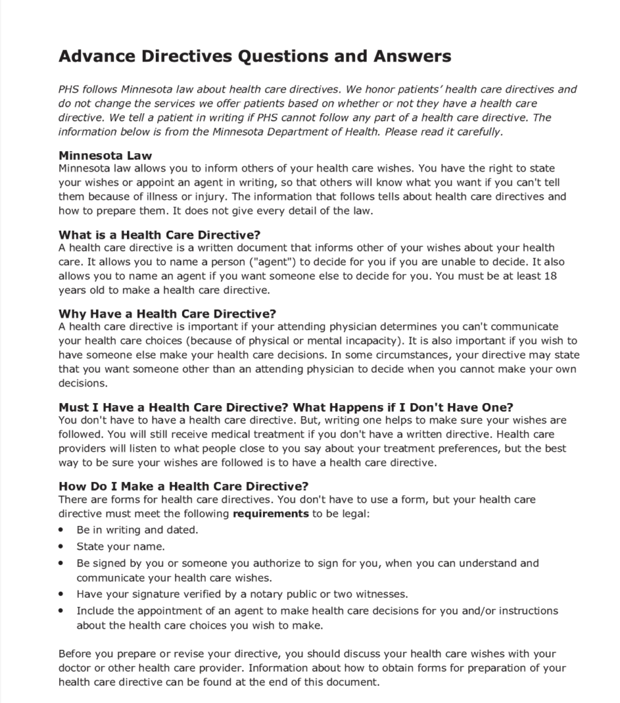 Advanced Directives Information (PDF)
